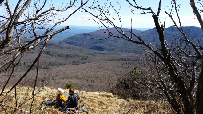 View of Overlook Mountain and the Hudson Valley from Hurricane Ledge on the southern slope of Kaaterskill High Peak