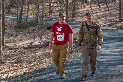 Adam and Phil decided to carry 30-lb packs.  Credit:  Mohonk Preserve Volunteer Photographers