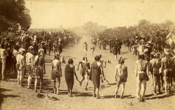 Feast day foot race, Taos Pueblo, New Mexico, ca. 1884-1892, by Dana B. Chase. Palace of the Governors Photo Archives